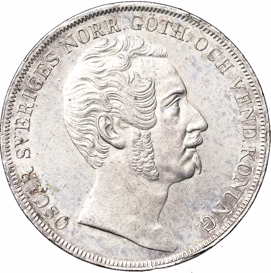 Oskar I - 1 Riksdaler Specie 1844 - Det första årtalet i vacker kvalitet - Reformkungen som formades av två världar