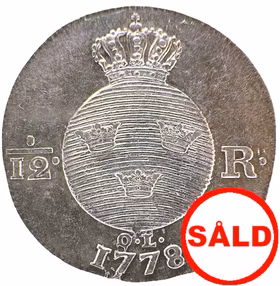 Gustav III - 1/12 Riksdaler 1778 - Välpräglad och fräscht exemplar med full lyster