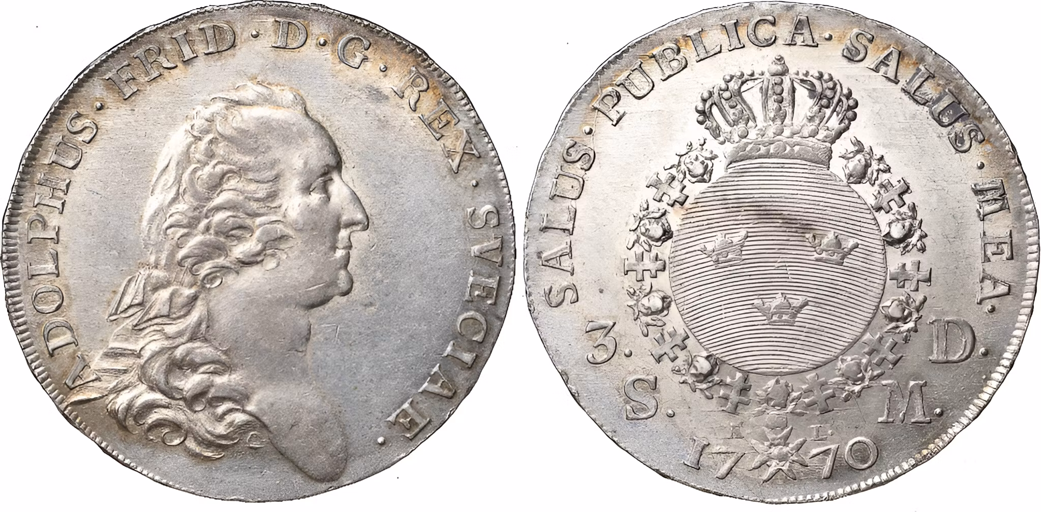 Adolf Fredrik - En vacker 3 Daler SM /Riksdaler 1770 - En kung i skuggan av en stormakt