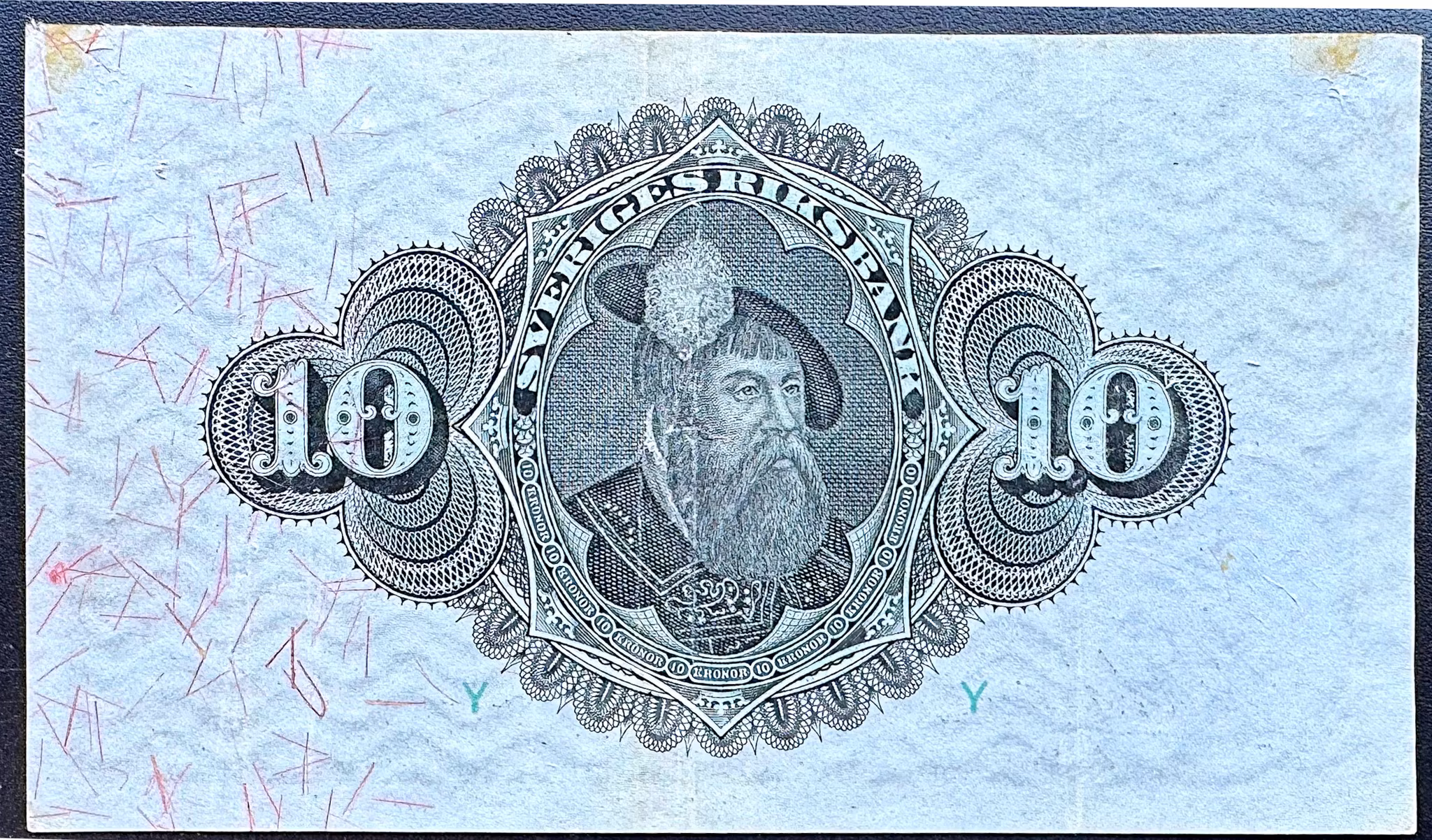 Sveriges riksbank - 10 kronor 1915 - Sedel med rent och krispigt papper - fräsht exemplar