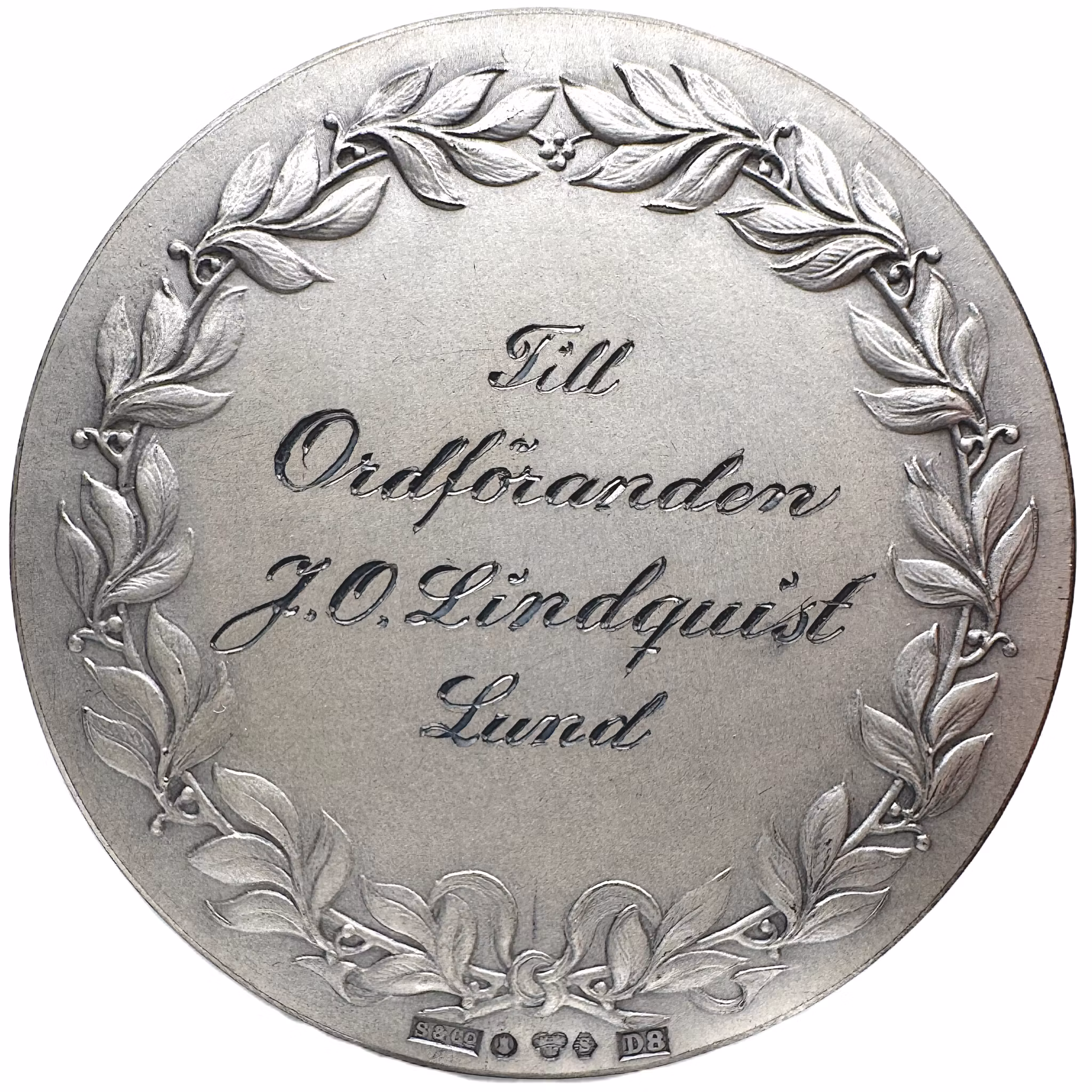 Belöningsmedalj - Allmänna skånska trädgårdsutställningen 1929 - Utdelad till ordföranden J. O Lindquist i Lund - Sällsynt