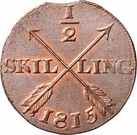 Karl XIII, Avesta, 1/2 Skilling 1815 - Ett underbart rött ocirkulerat exemplar