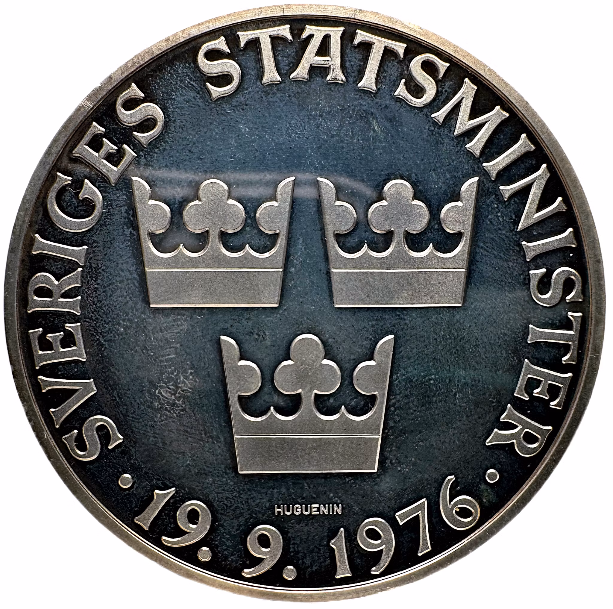 Thorbjörn Fälldin (1926-2016) - Sveriges statsminister i en härlig PROOF-prägling från 1976 av F. Bahnsen och Hugueninn