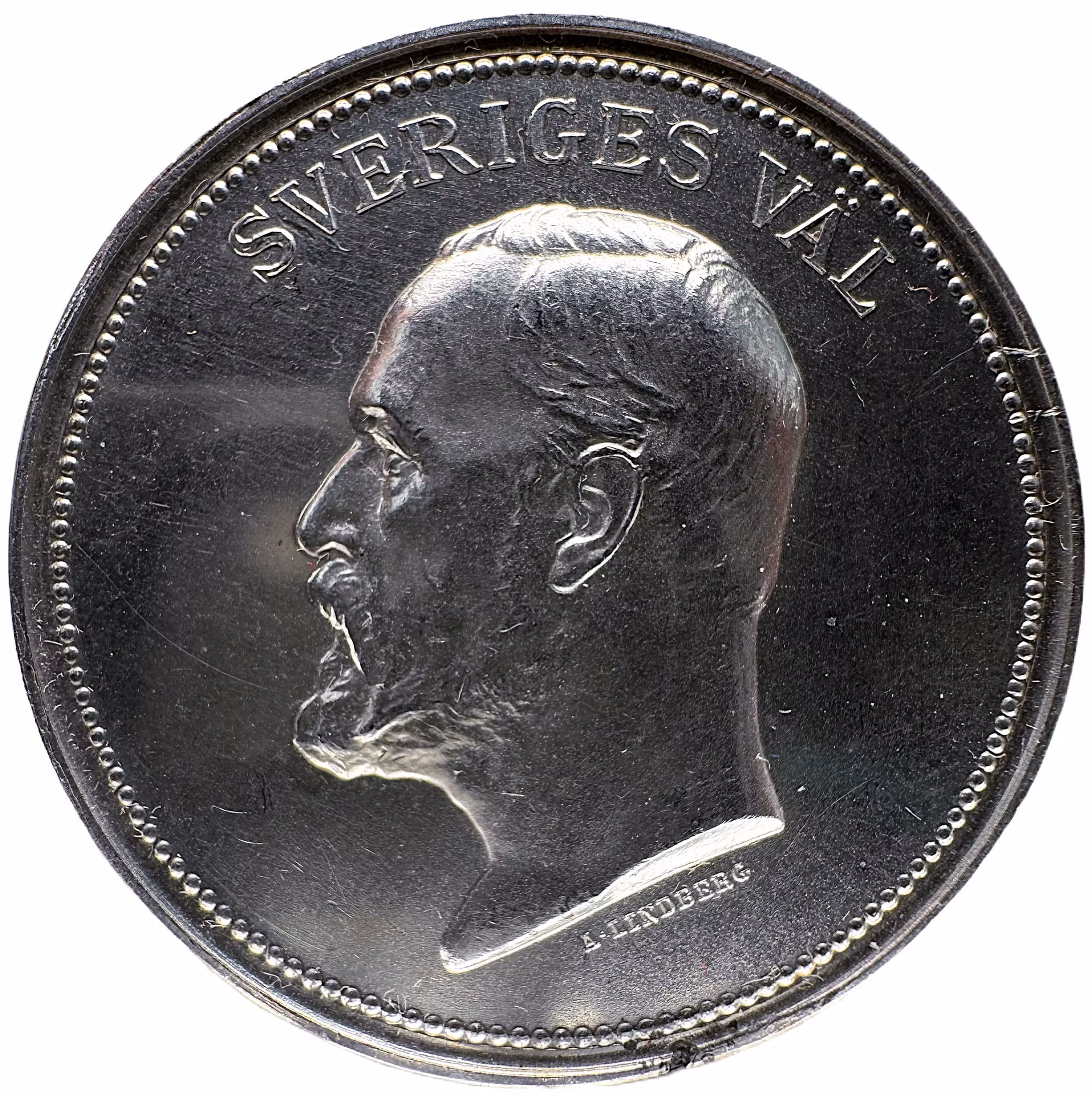 Oskar II:s död den 8 december 1907 av Adolf Lindberg - En tilltalande silvermedalj