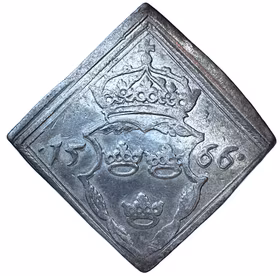 Erik XIV, Stockholm - 16 Öre klipping 1566 - Ett osedvanligt fint exemplar med mycket lyster på helt och stort myntämne