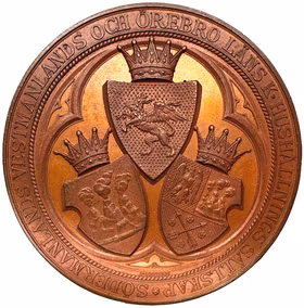 Oskar II - Örebro 1883 av Adolf Lindberg - Vackert exemplar i brilliant brons