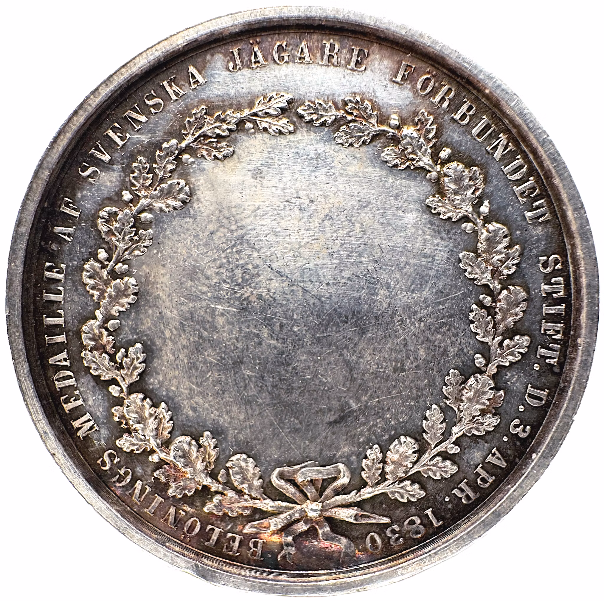 Oskar II - Svenska jägareförbundets belöningsmedalj i silver av Lea Ahlborn 1872