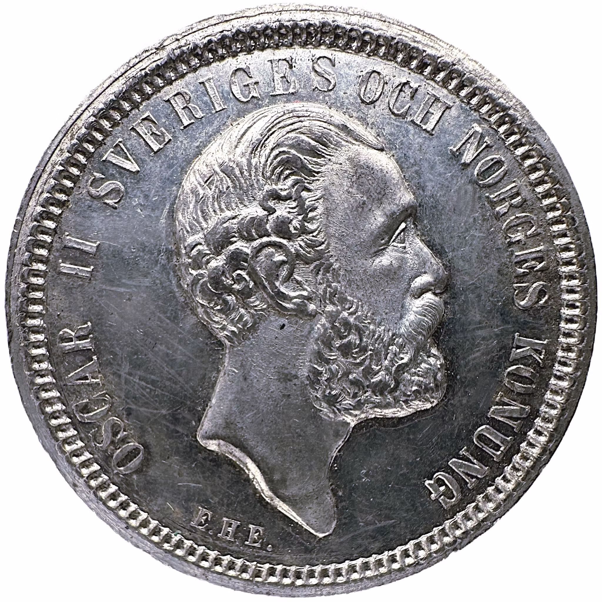 Oskar II - Minnesmedalj till Lantbruks- och industrimötet i Kalmar den 10 juni 1879 av Ekvall - Vackert exemplar med Kalmars medeltida borg