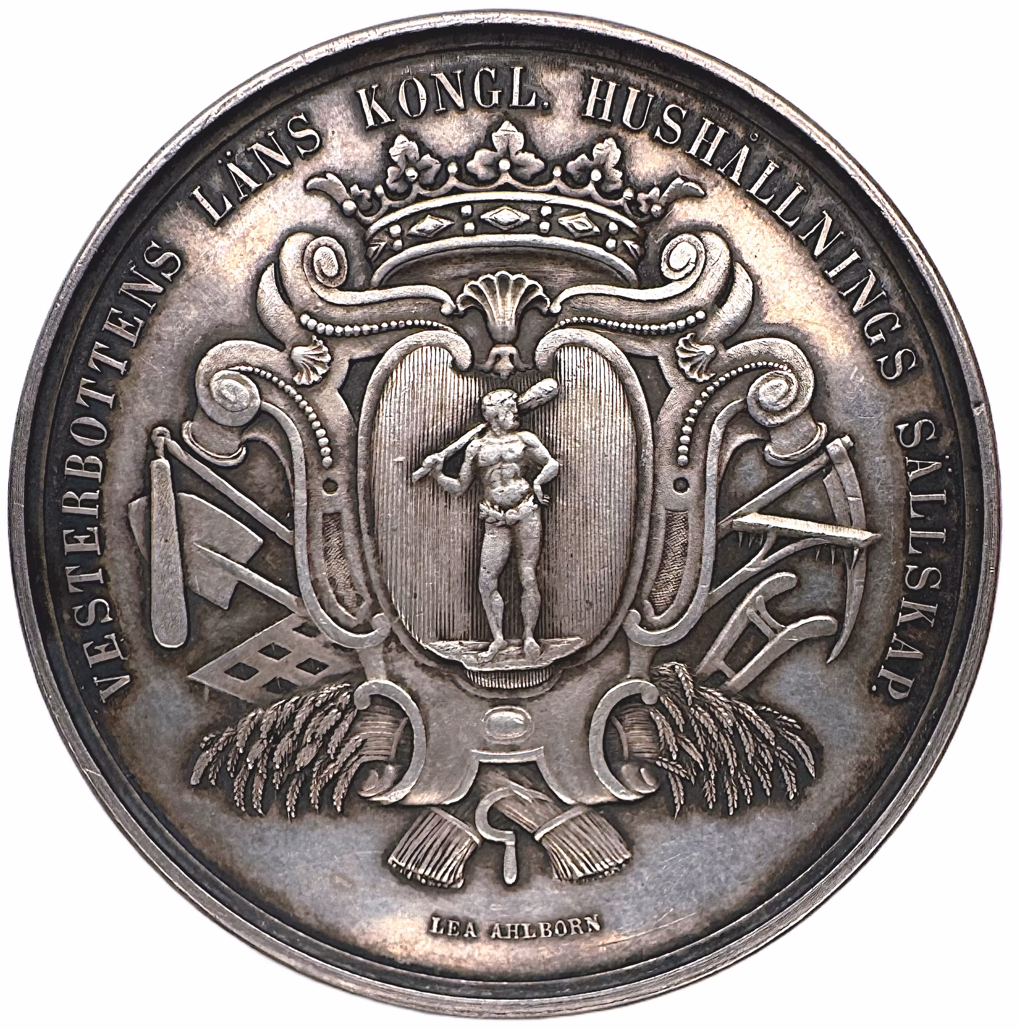 Oskar II - Västerbottens läns Kungliga Hushållningssällskap, graverad av Lea Ahlborn 1876