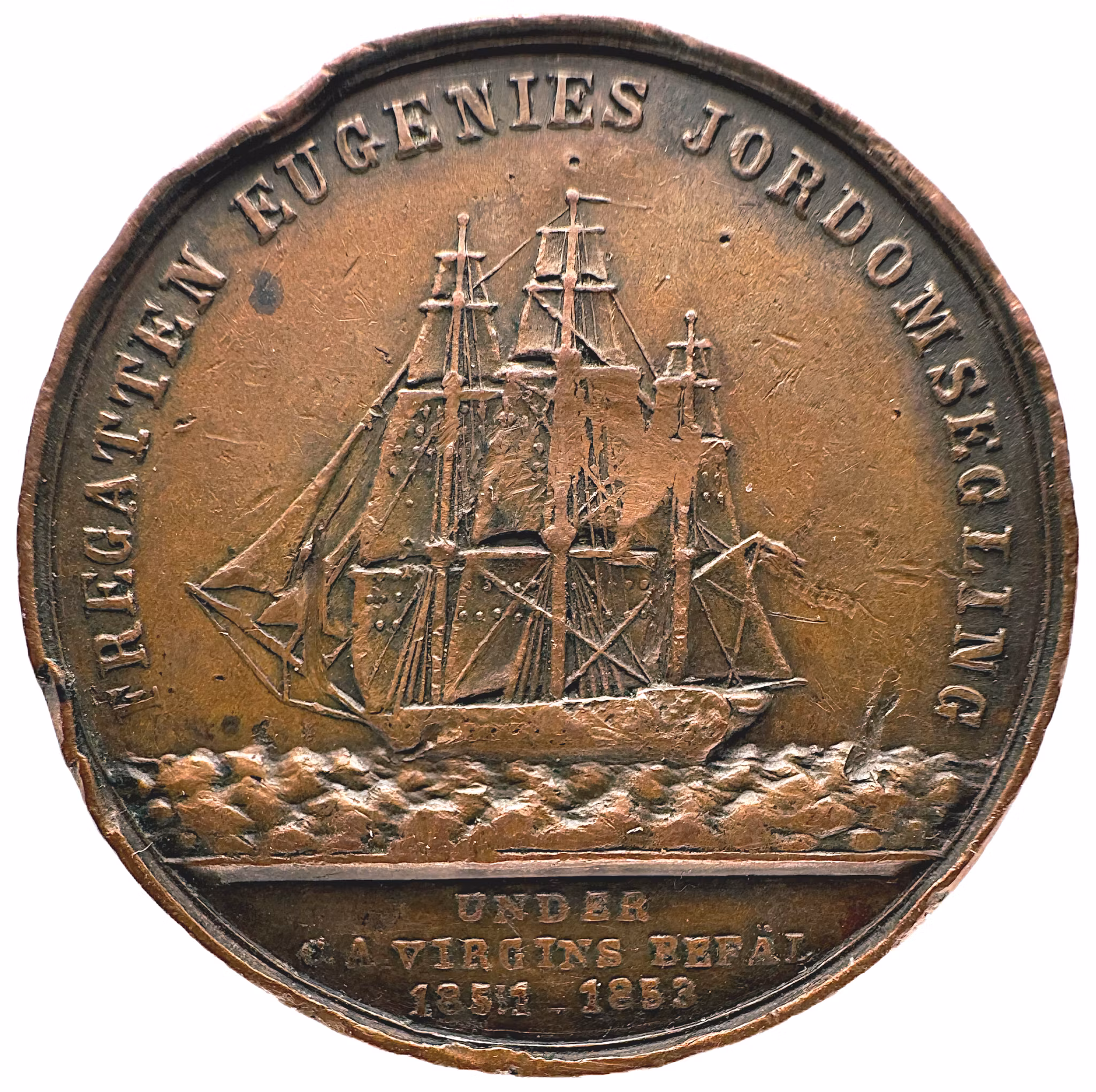 Minnesmedalj över Fregatten Eugenies Världsomsegling 1851-1853 - tilldelad Carl Johan Svarfvare