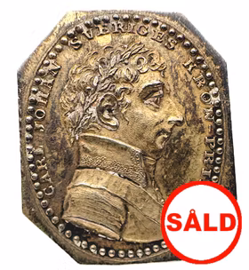 Karl (XIV) Johan som kronprins - Brakteatpräglad minnespenning av Carl Enhörning 1813 - Mycket sällsynt