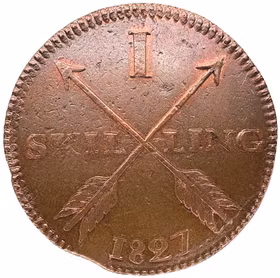 Karl XIV Johan - 1 Skilling 1827 - Ett härligt rött exemplar