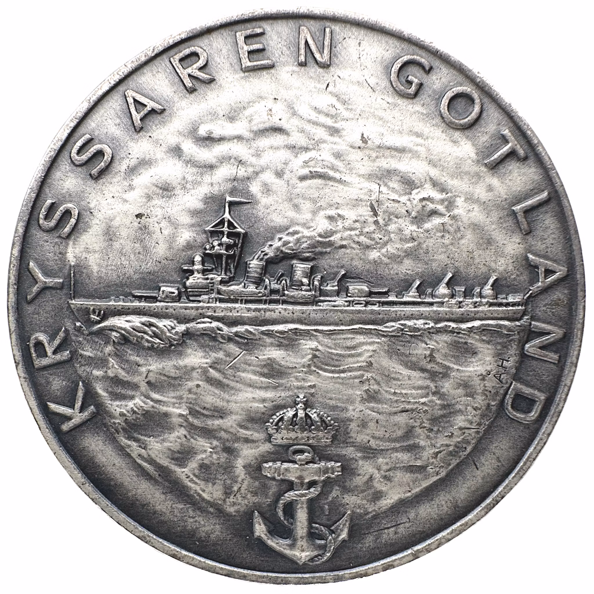 Kryssaren Gotlands långresa 1949-1950 - Historiskt intressant silvermedalj av Åke Hammarberg