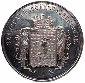 Oskar II - Belöningsmedalj - Skånska trädgårdsföreningen - Vackert exemplar med underbar lyster - tilldelad U. Lindström