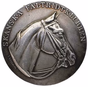 Oskar II - Skånska fältridklubbens belöningsmedalj av Sophus Lindahl (1900)