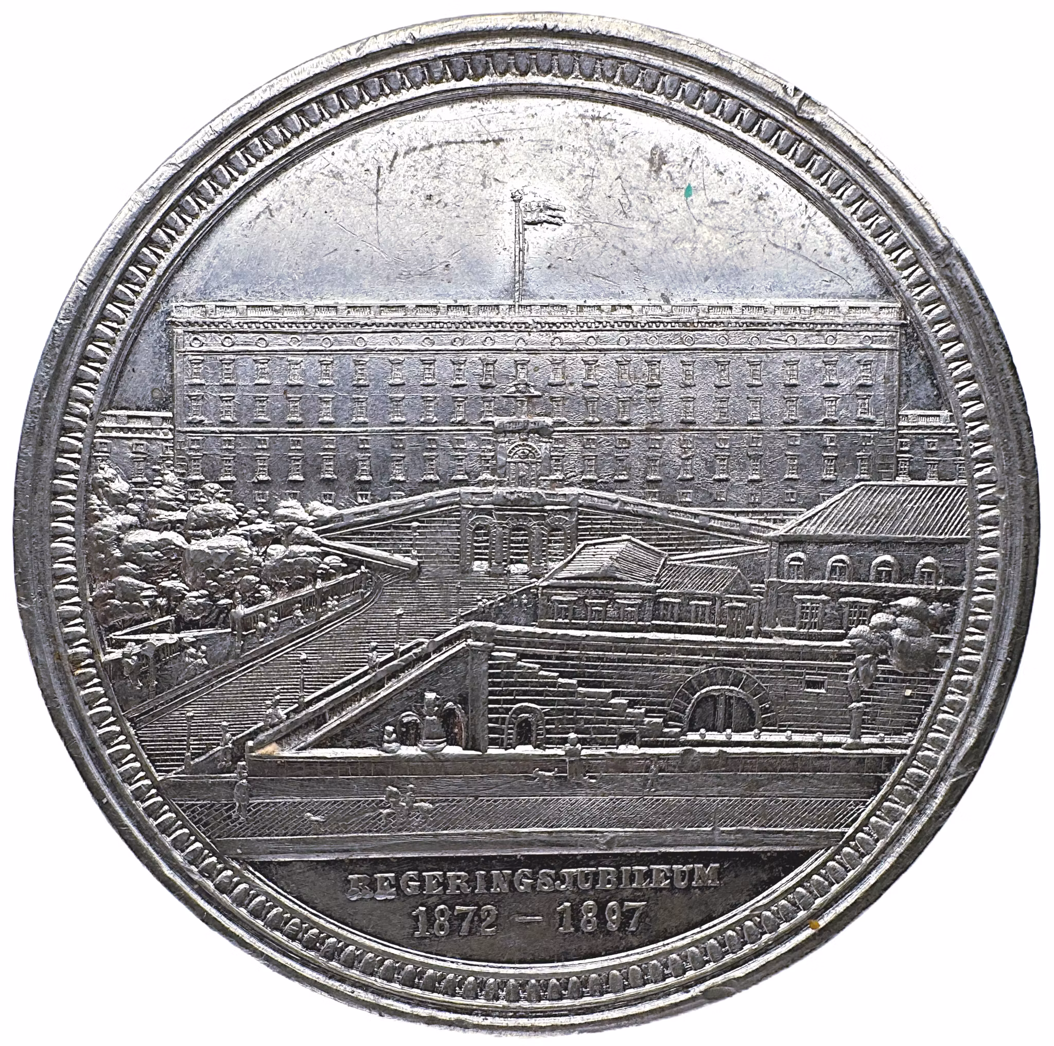 Oskar II:s 25-åriga regeringsjubileum - Med historiskt samtida stadsmotiv