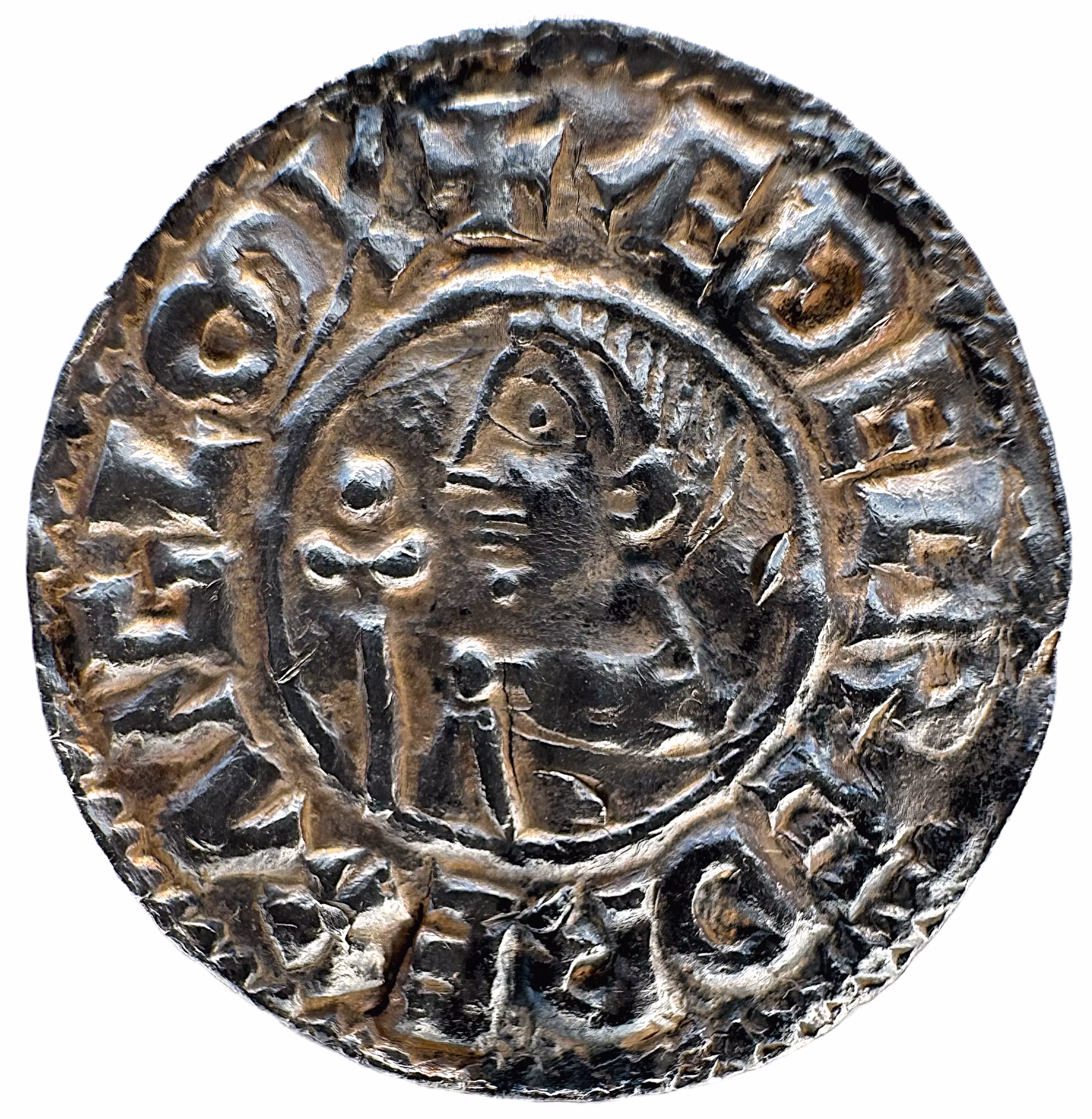 Vikingatida mynt - Aethelred II (978-1016) - CRVX typ präglad i Oxford (cirka 991-997) under myntmästare Aethelmer