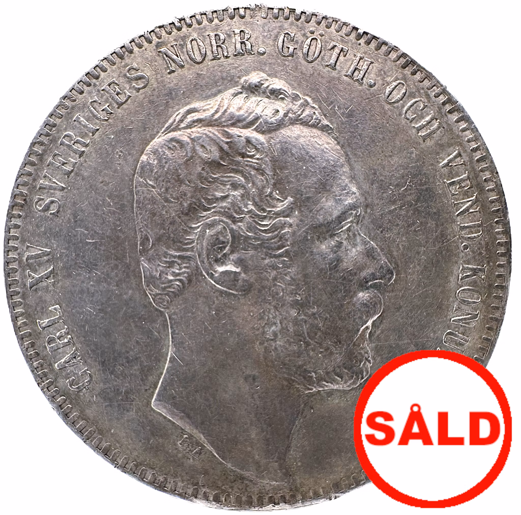 Karl XV - 4 Riksdaler riksmynt 1864 . Med distinkt porträtt