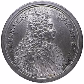 Anton Ulrich (1633-1714), hertig av Braunschweig-Lüneburg-Wolfenbüttel, präglad vid hans död 1714 av Christian Wermuth - Sällsynt