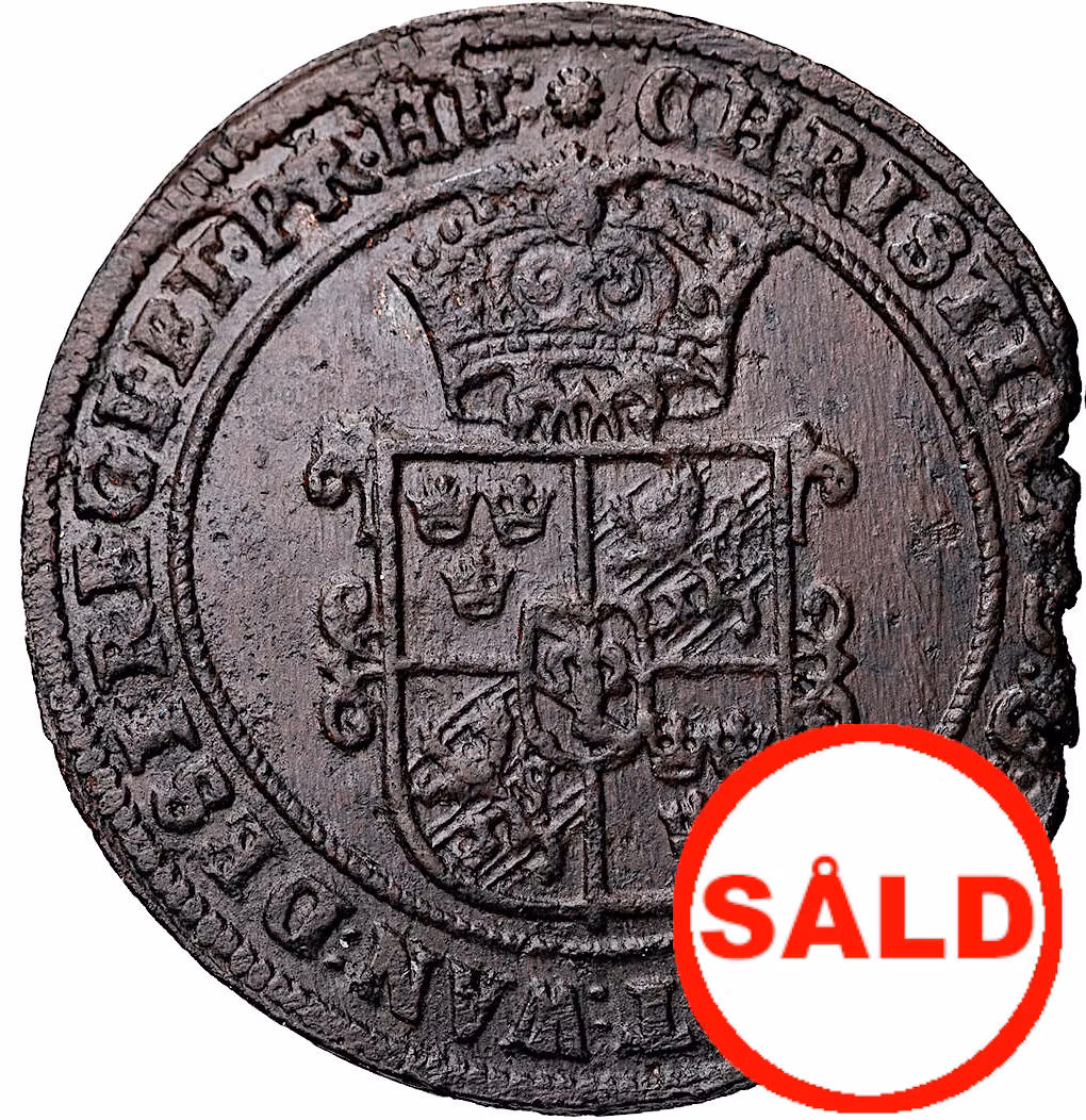 Kristina, Säter - 1 Öre 1640 med GOT i åtsidans omskrift - Osedvanligt vackert exemplar med lyster