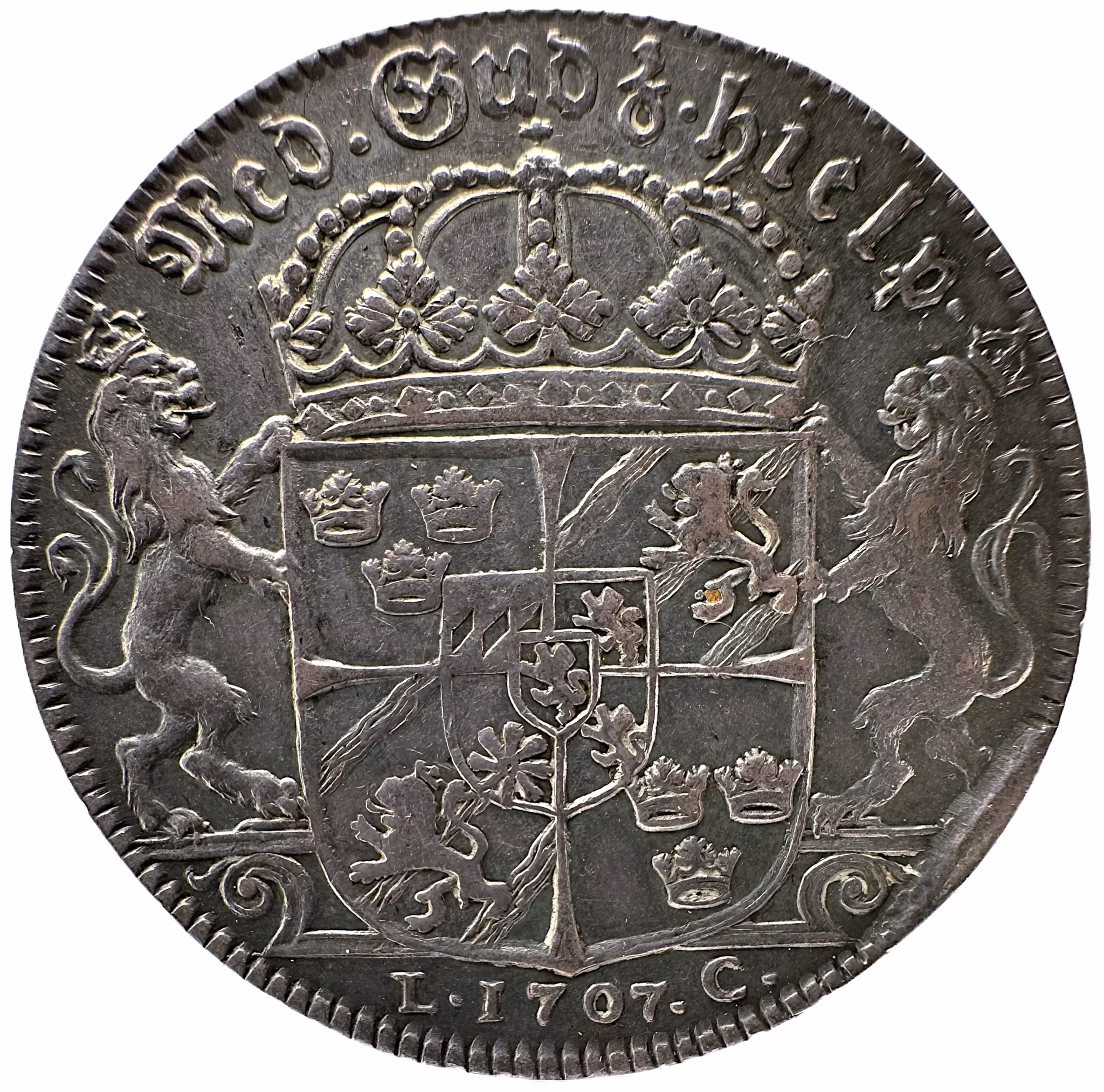 Karl XII – Riksdaler 1707 – med peruk – vackert exemplar av Karl XII:s mest attraktiva riksdalertyp