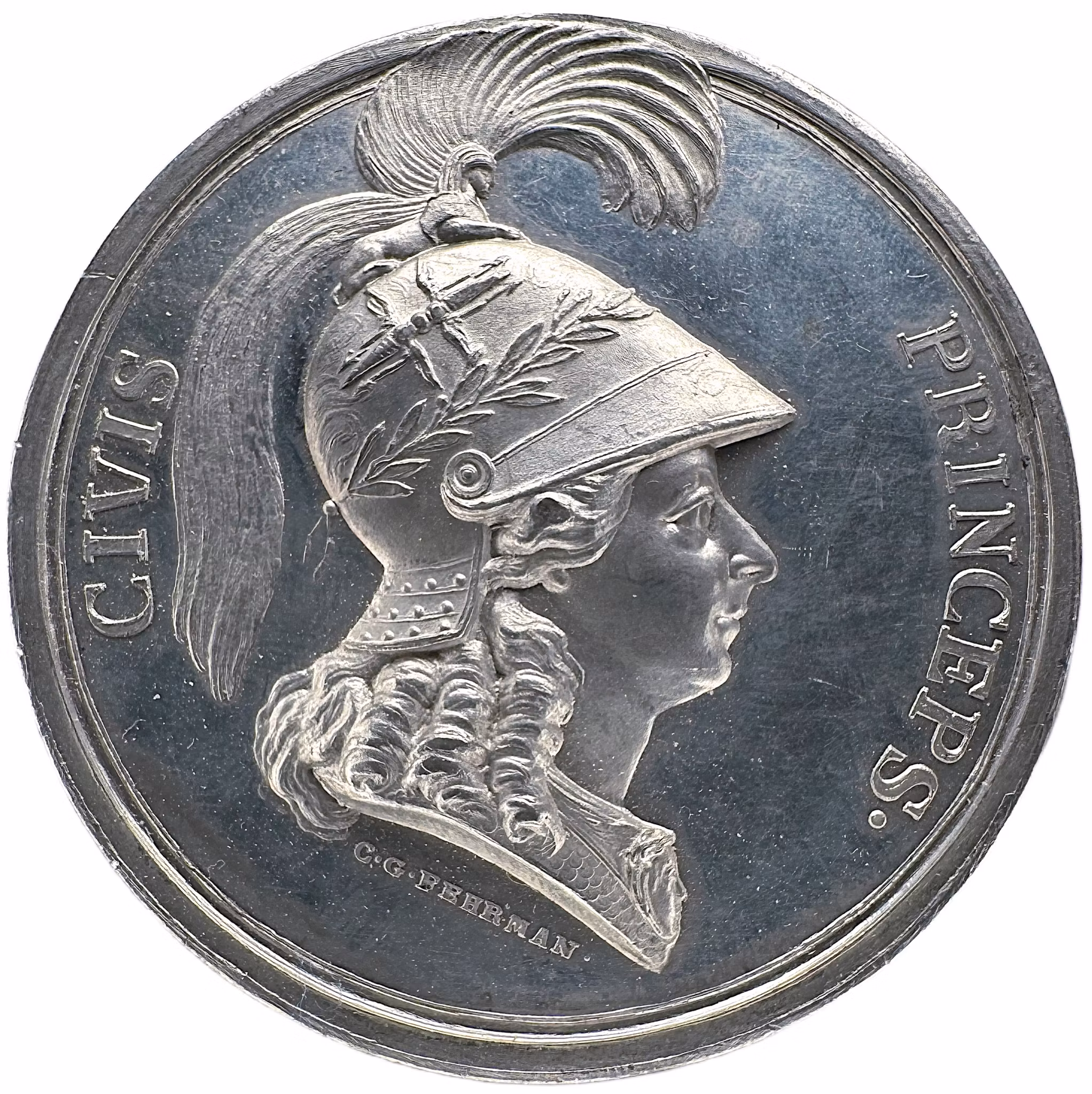 Gustav III - Den främste medborgaren - CIVIS PRINCEPS 1791 - Historiskt betydelsefull -Extremt sällsynt - Det enda noterade exemplaret i tenn - Av Carl Gustaf Fehrman