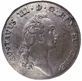 Gustav III - 2/3 Riksdaler 1777 - Tilltalande, jämt och fint exemplar utan plantsrispor eller märken