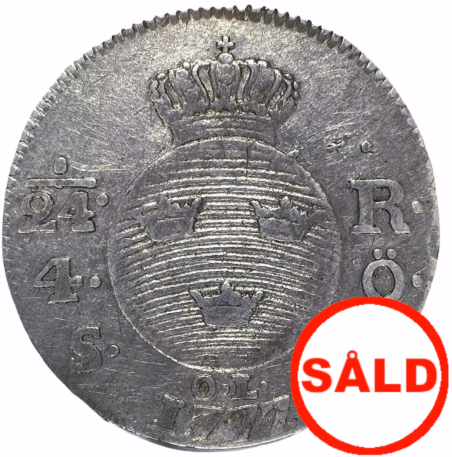 Gustav III - 1/24 Riksdaler - 4 Öre SM 1777 - Ettårstyp