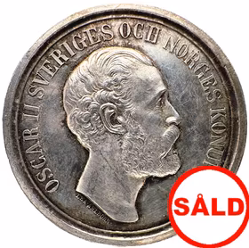 Oskar II - Svenska jägareförbundets belöningsmedalj i silver av Lea Ahlborn 1872