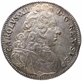 Karl XII - 4 Mark 1701 - Ett underbart tekniskt ocirkulerat exemplar med full lyster och bottenstriering bevarad