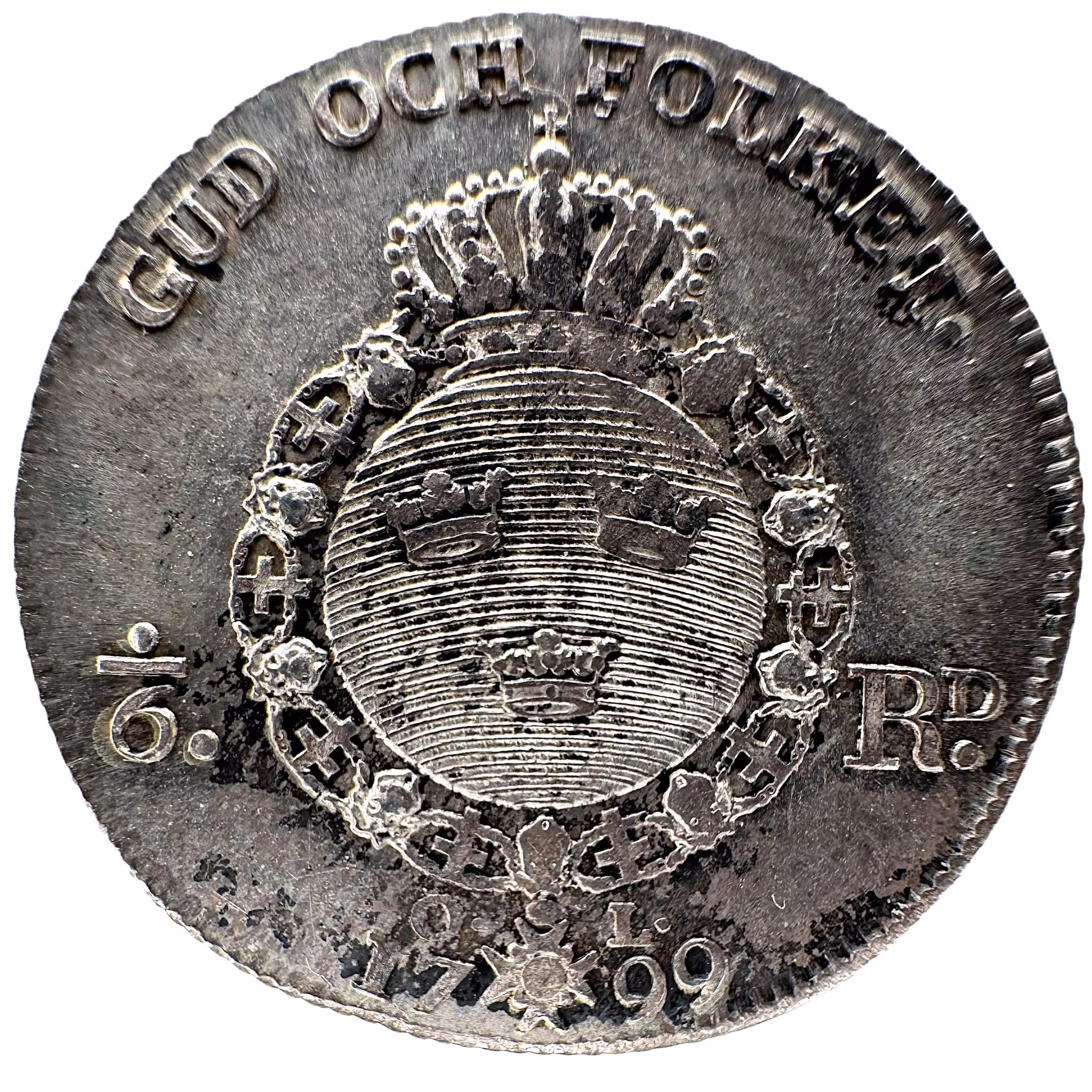 Gustav IV Adolf, 1/6 Riksdaler 1799 - Sällsynt vacker och attraktiv ettårsttyp