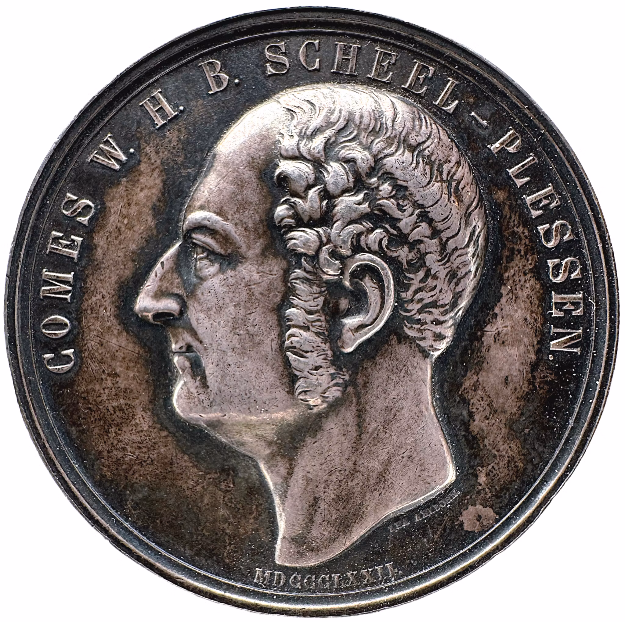 Wulff Bernhard Heinrich Lehnsgraf von Scheel-Plessen (1809-1876) av Lea Ahlborn 1872  - Pampig silvermedalj