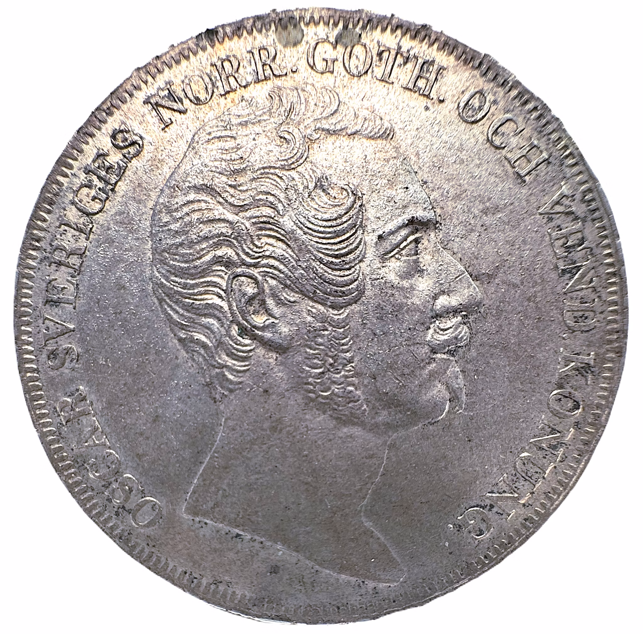 Oskar I - Riksdaler Specie 1844 - Första årtalet med brett huvud - Tilltalande exemplar