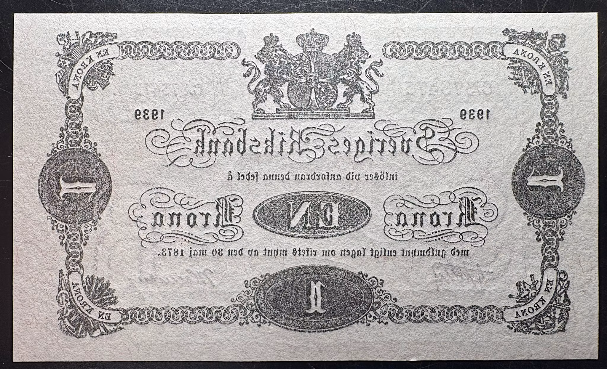 Mycket sällsynt beredskapssedel - 1 krona 1939 i perfekt skick - En monetär soldat: Den hemliga historien om 1-kronassedeln från 1939