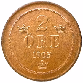 Oskar II - 2 Öre 1905 - Ett vackert ocirkulerat exemplar
