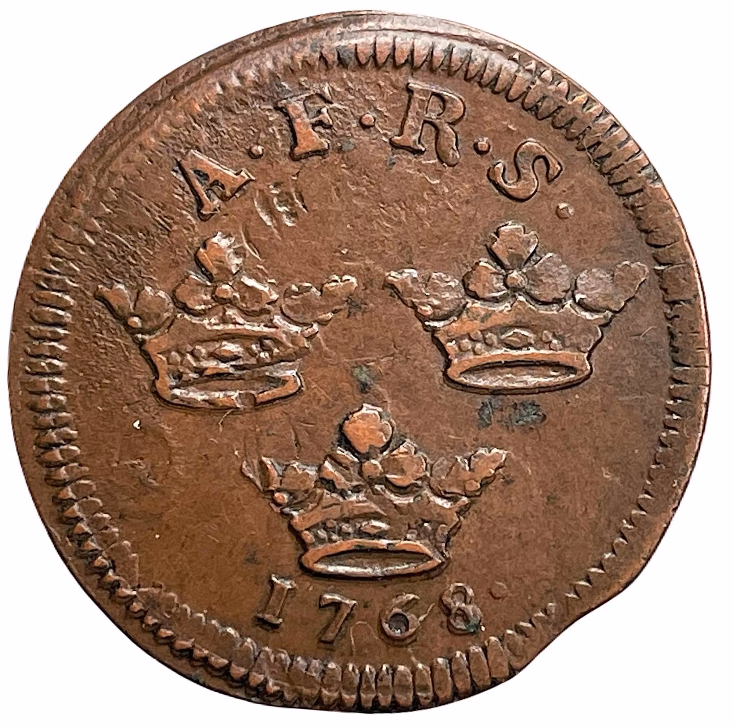 Adolf Fredrik - 1 Öre KM 1768 med smal sköld