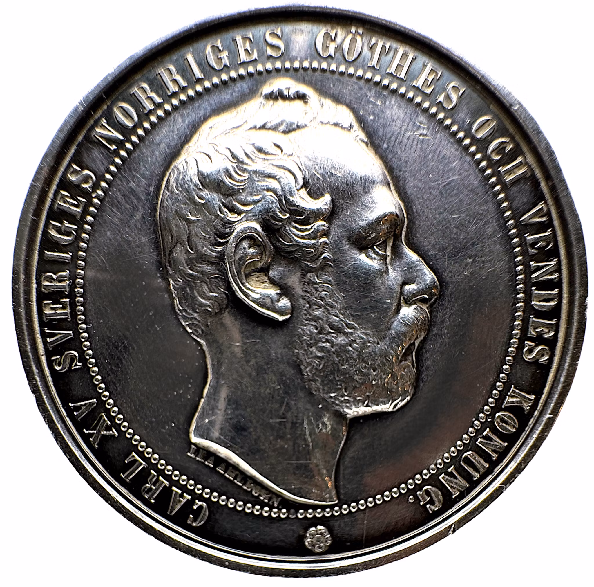 Karl XV -  Öppnandet av västra stambanan den 3 november 1862 av Lea Ahlborn - Sällsynt i silver - Historiskt betydelsefull