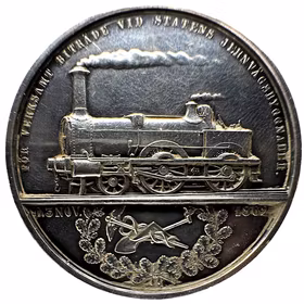 Karl XV -  Öppnandet av västra stambanan den 3 november 1862 av Lea Ahlborn - Sällsynt i silver - Historiskt betydelsefull