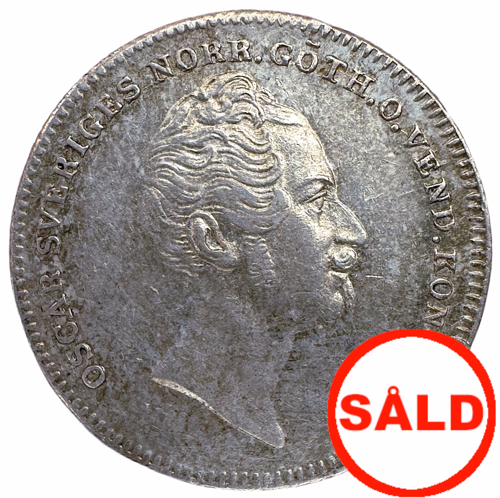 Oskar I - 1/8 Riksdaler 1852 - Sällsynt ettårs typ - Bra lyster