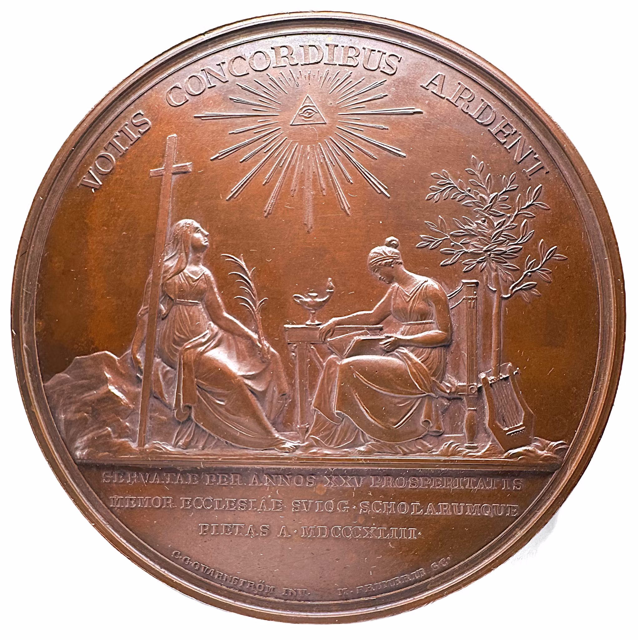 Karl XIV Johan - Praktmedalj i praktkvalitet - 224gram 80mm - En av de största medaljerna på marknaden - Konungens tjugofemåriga regeringsjubileum den 5 februari 1843 av Mauritz Frumerie