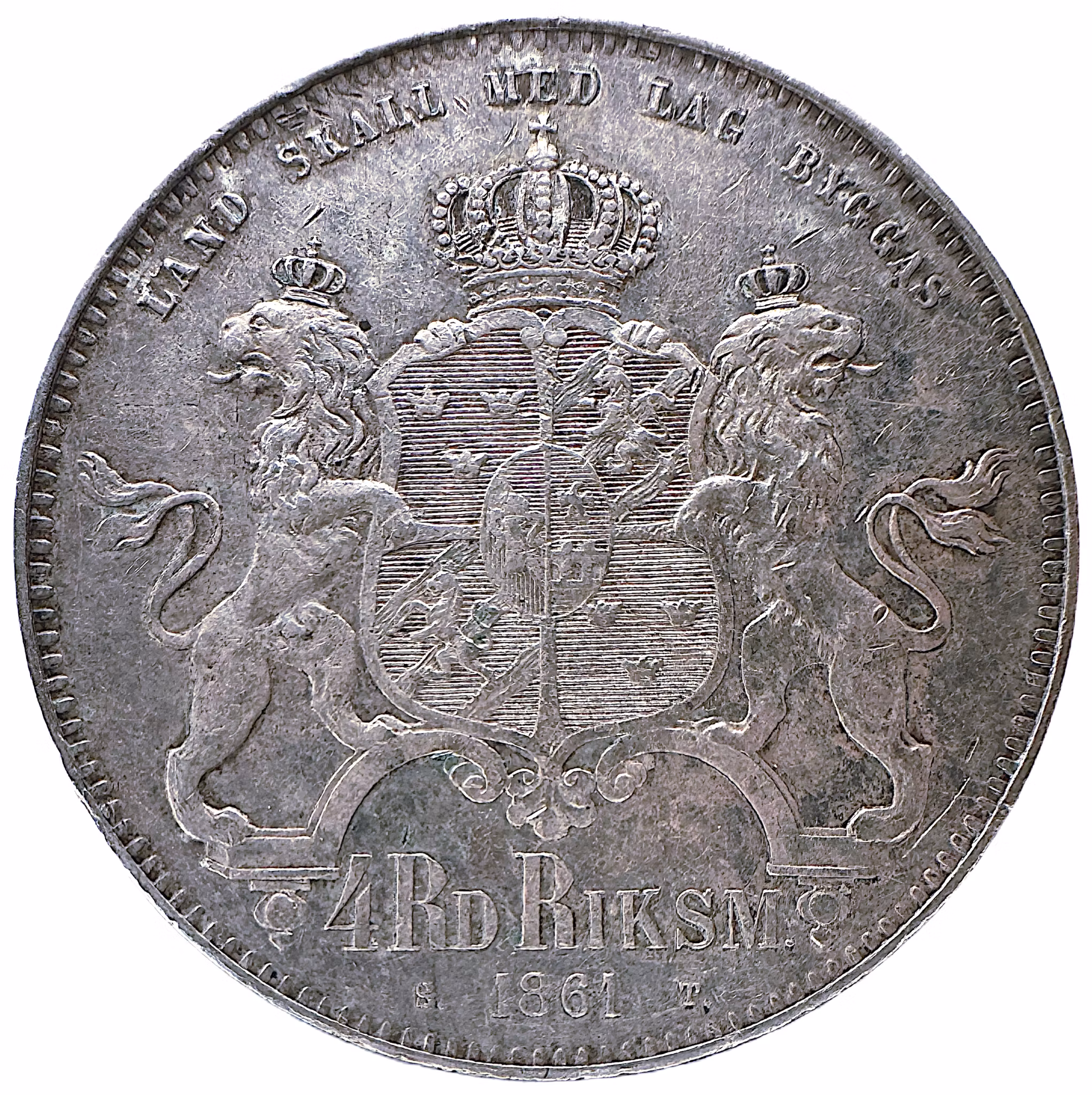 Karl XV - 4 Riksdaler riksmynt 1861 - Tilltalande exemplar