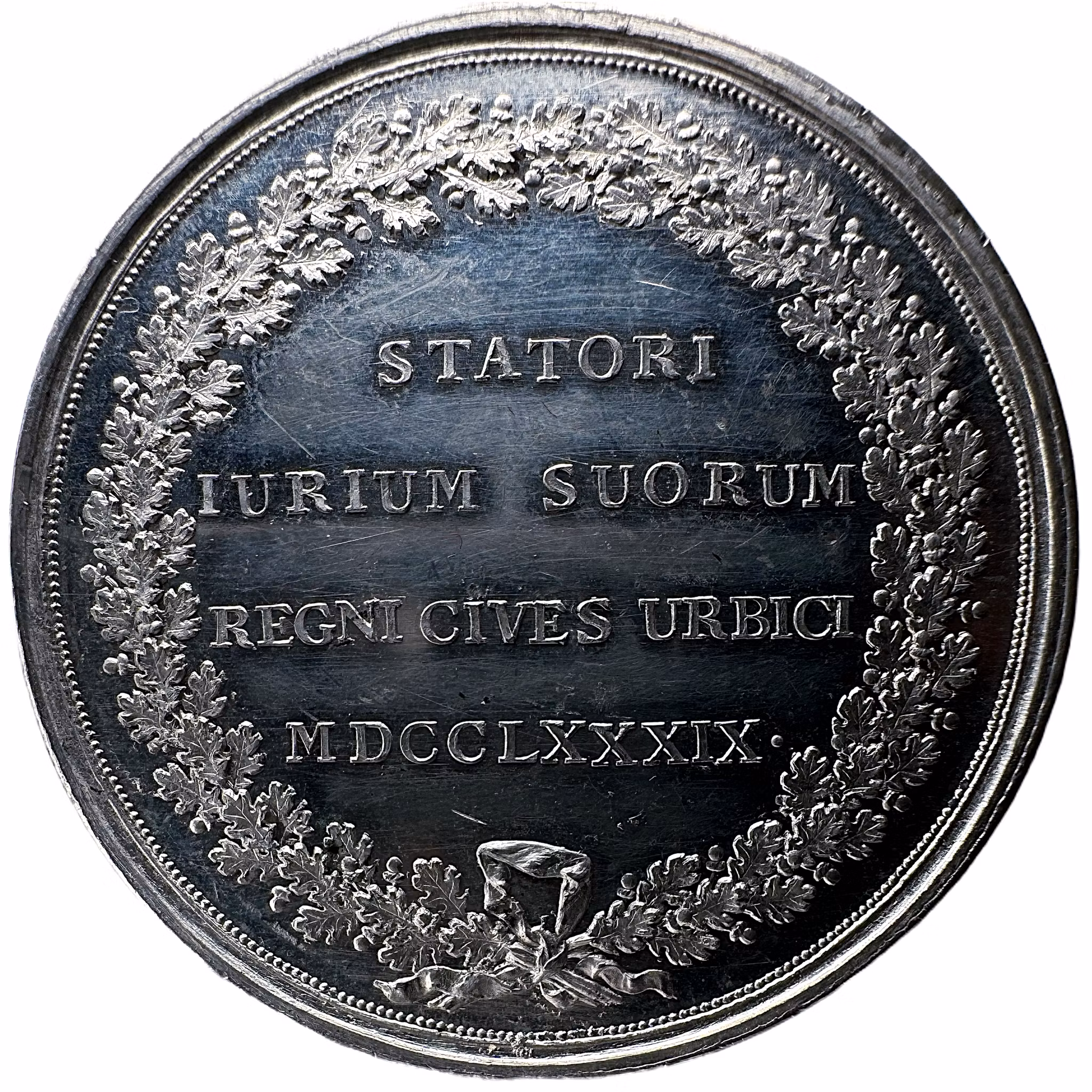 Gustav III - Borgerskapets priviliegier stadsfästs på riksdagen 1789 av Carl Enhörning - RRR  i tenn - Enda noterade exemplaret!