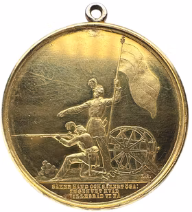 Stockholms Stads frivilliga skarpskytteförenings belöningsmedalj i guld - Tidigare opublicerad och okänd - XR - Utdelad till G. L. Carlström