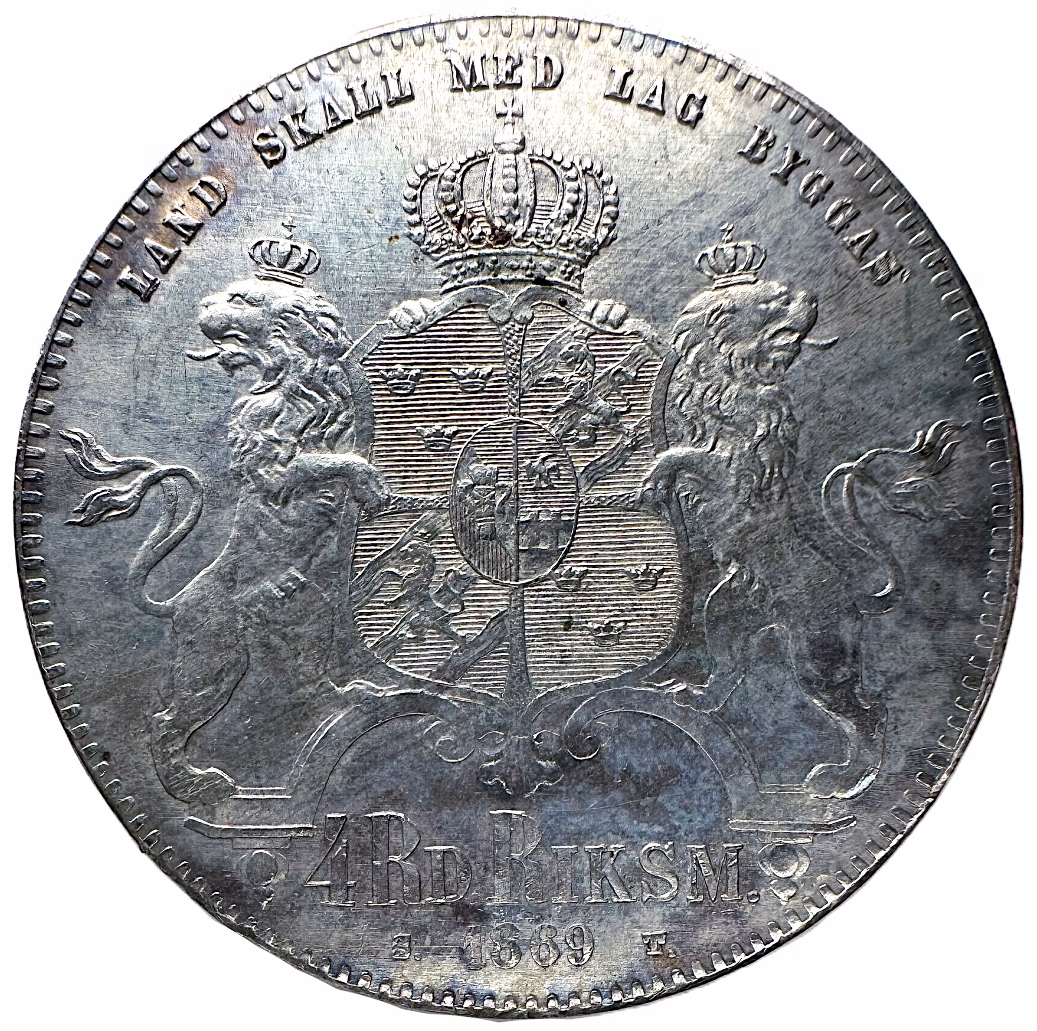 Karl XV - 4 Riksdaler riksmynt 1869 - Vackert exemplar med skärpa