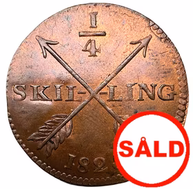 Karl XIV Johan - 1/4 Skilling 1825 - Vackert rött exemplar