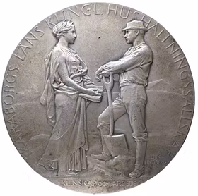 Skaraborgs läns kungliga hushållningssällskaps belöningsmedalj 1934 av Erik Lindberg