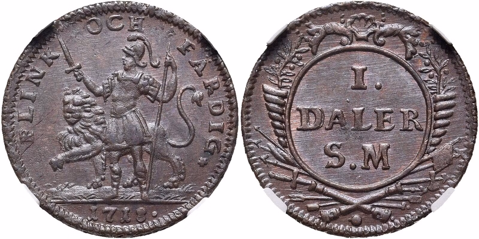 Karl XII - Nödmynt 1 DSM 1718 - Flink och Färdig - Ett underbart orört toppexemplar