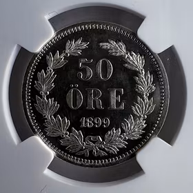 Oskar II - 50 Öre 1899 - Ett underbart exemplar med frostig relief och djupt glänsande fält - PROOFLIKE - NGC MS64