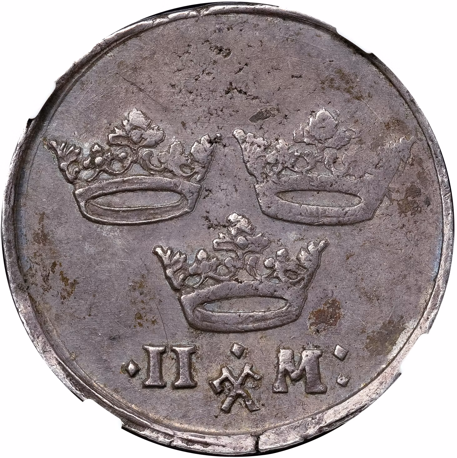 Karl X Gustav - 2 mark utan årtal (1654-55) - Ett ovanligt vackert exemplar - NGC AU50