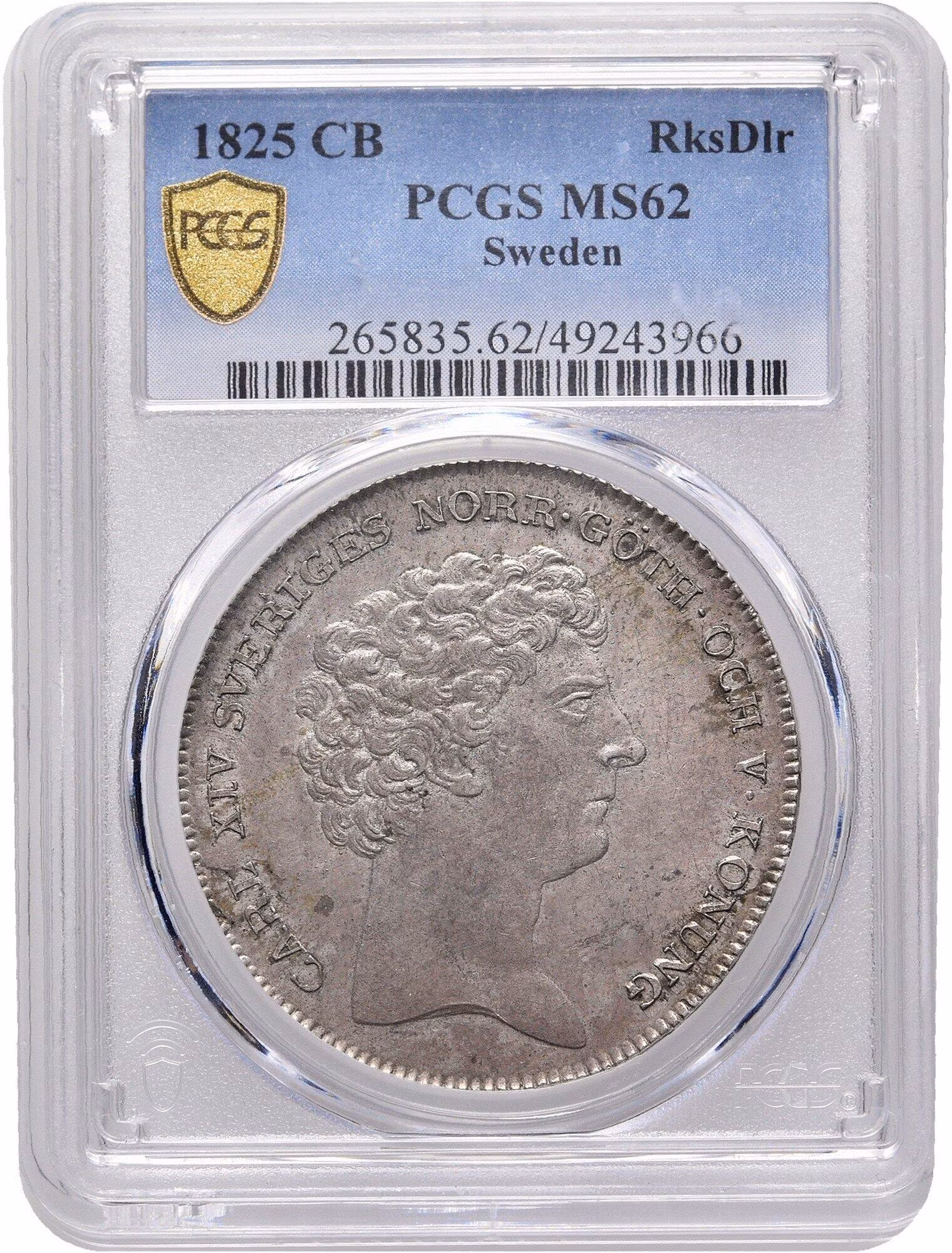 Karl XIV Johan - Riksdaler 1825 - Vackert exemplar - NGC MS62